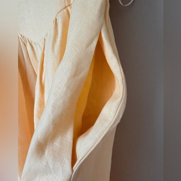 NEW Reformation Balia Linen Midi Dress in Parmesan Light Yellow | US 0 UK 4 - Picture 12 of 16